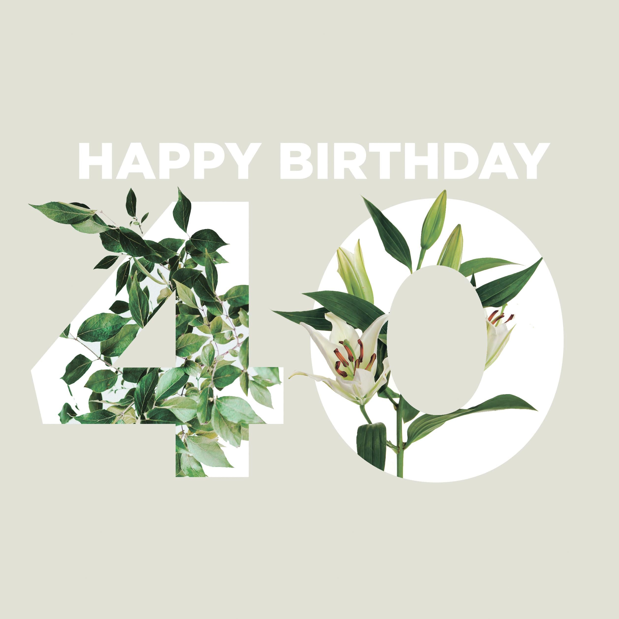 Simple Floral Happy 40th Birthday Confetti Exploding Greetings Card Boomf