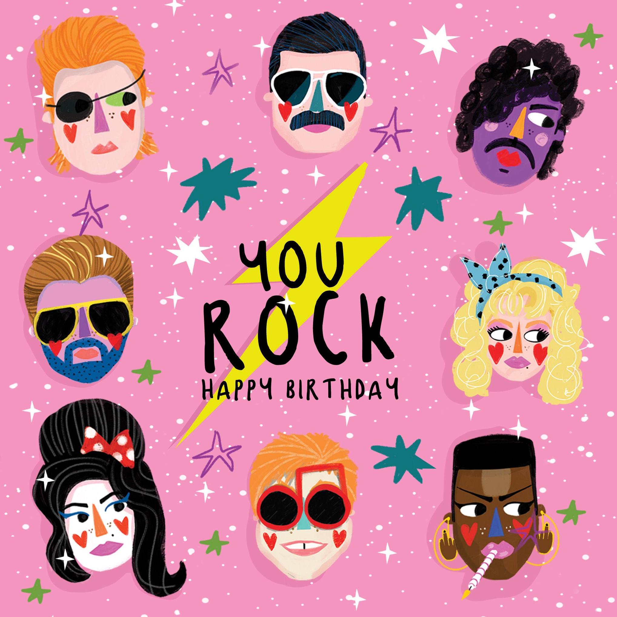 You Rock Happy Birthday Confetti Exploding Greetings Card Boomf