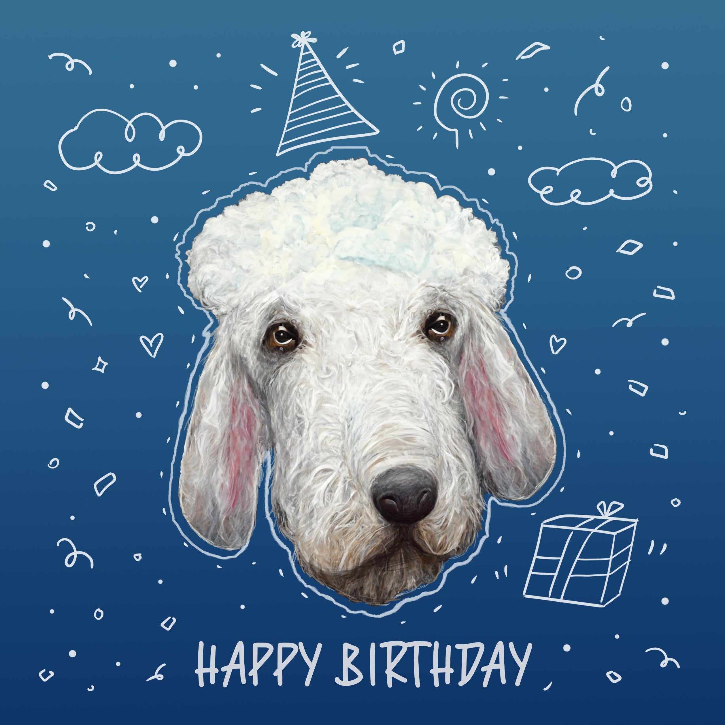 Happy Birthday White Poodle And Doodles Confettiexploding Greetings C