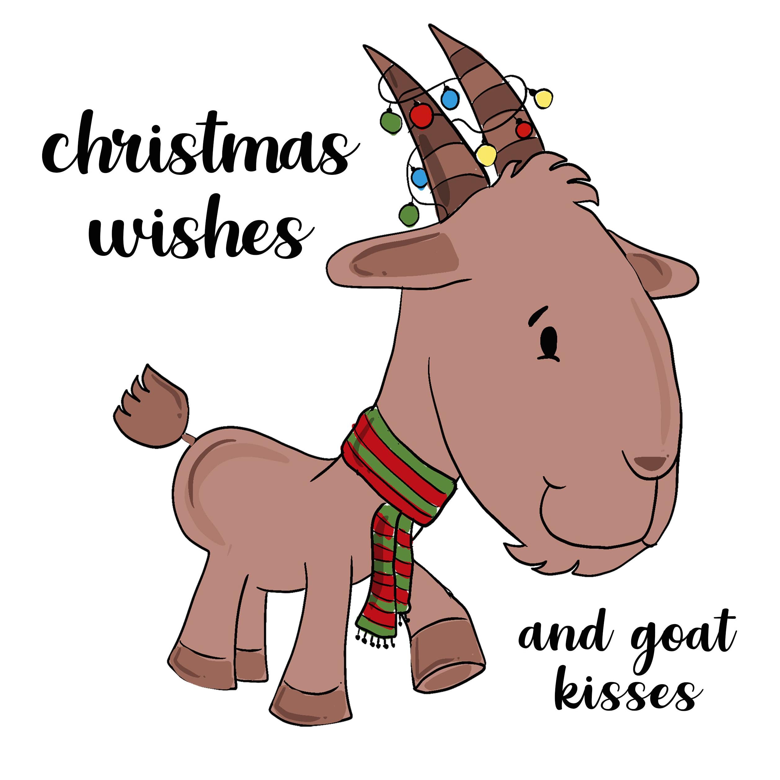 Christmas Wishes And Goat Kisses Confetti Exploding Greetings Card Boomf