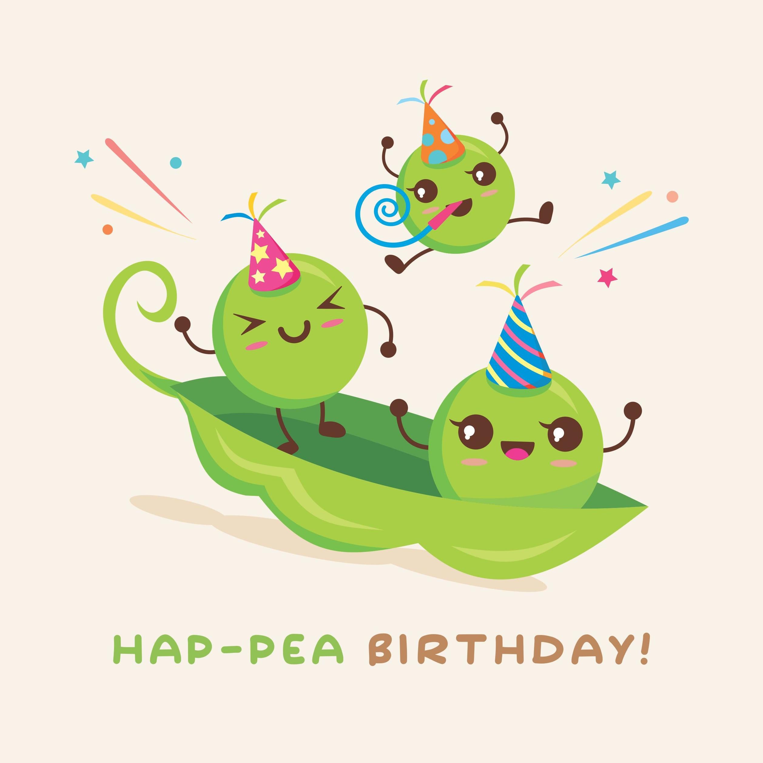 Cute Hap Pea Birthday Confetti Exploding Greetings Card Boomf