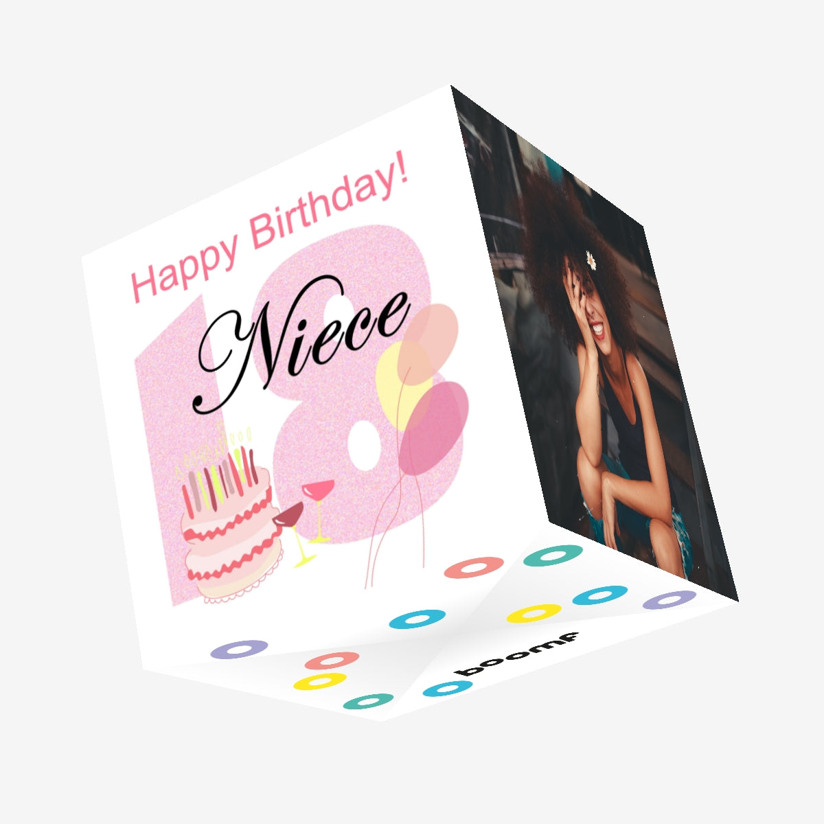 Happy 18th Birthday Niece Pink Confetti-exploding Greetings Card