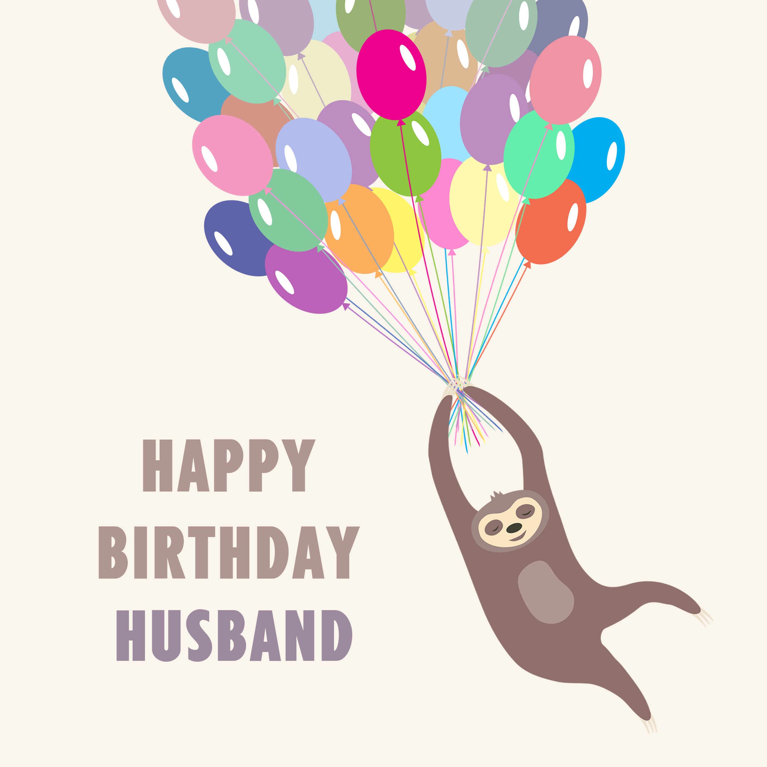 Happy Birthday Husband Sloth And Balloons Boomf