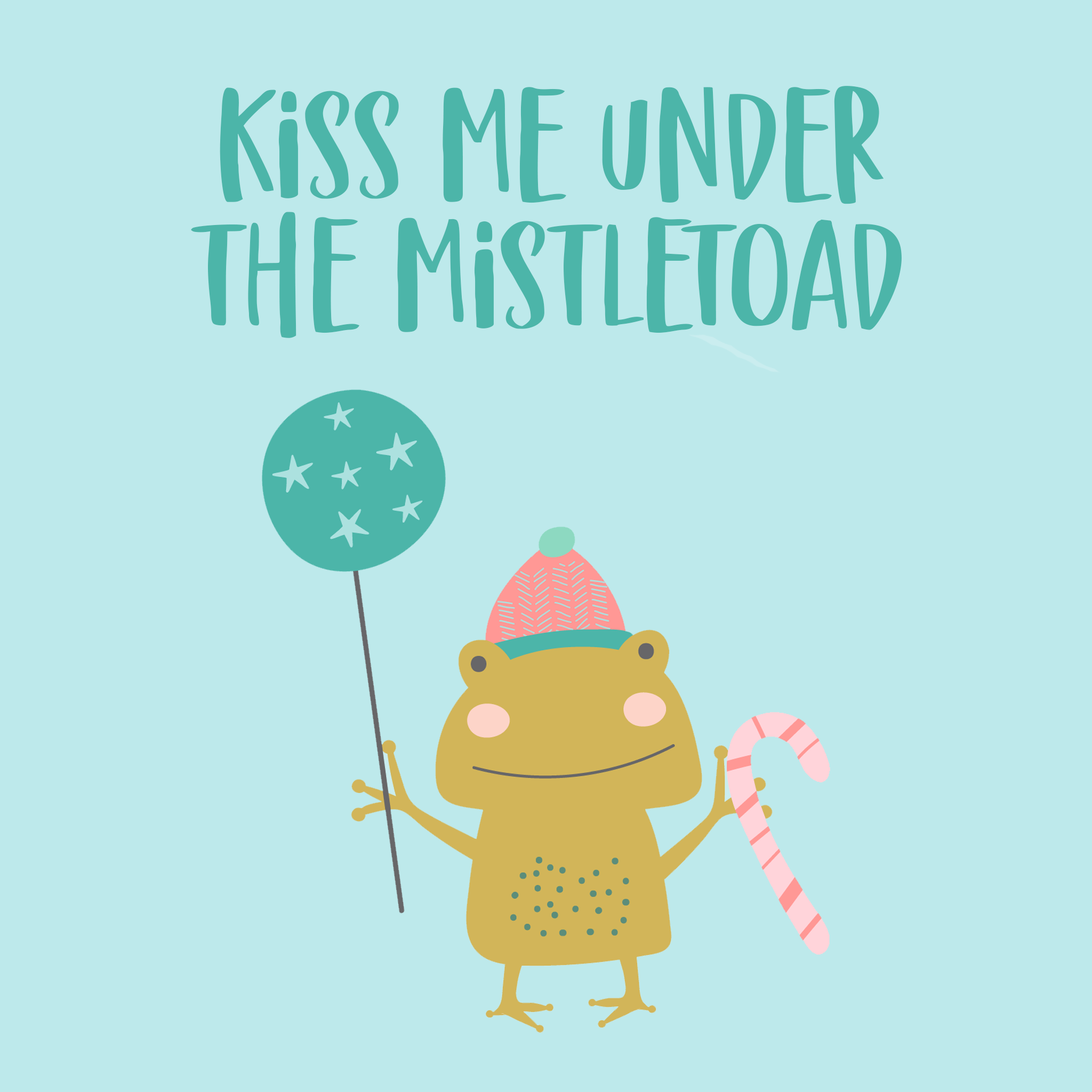 Kiss Me Under The Mistletoad Christmas Card – Boomf