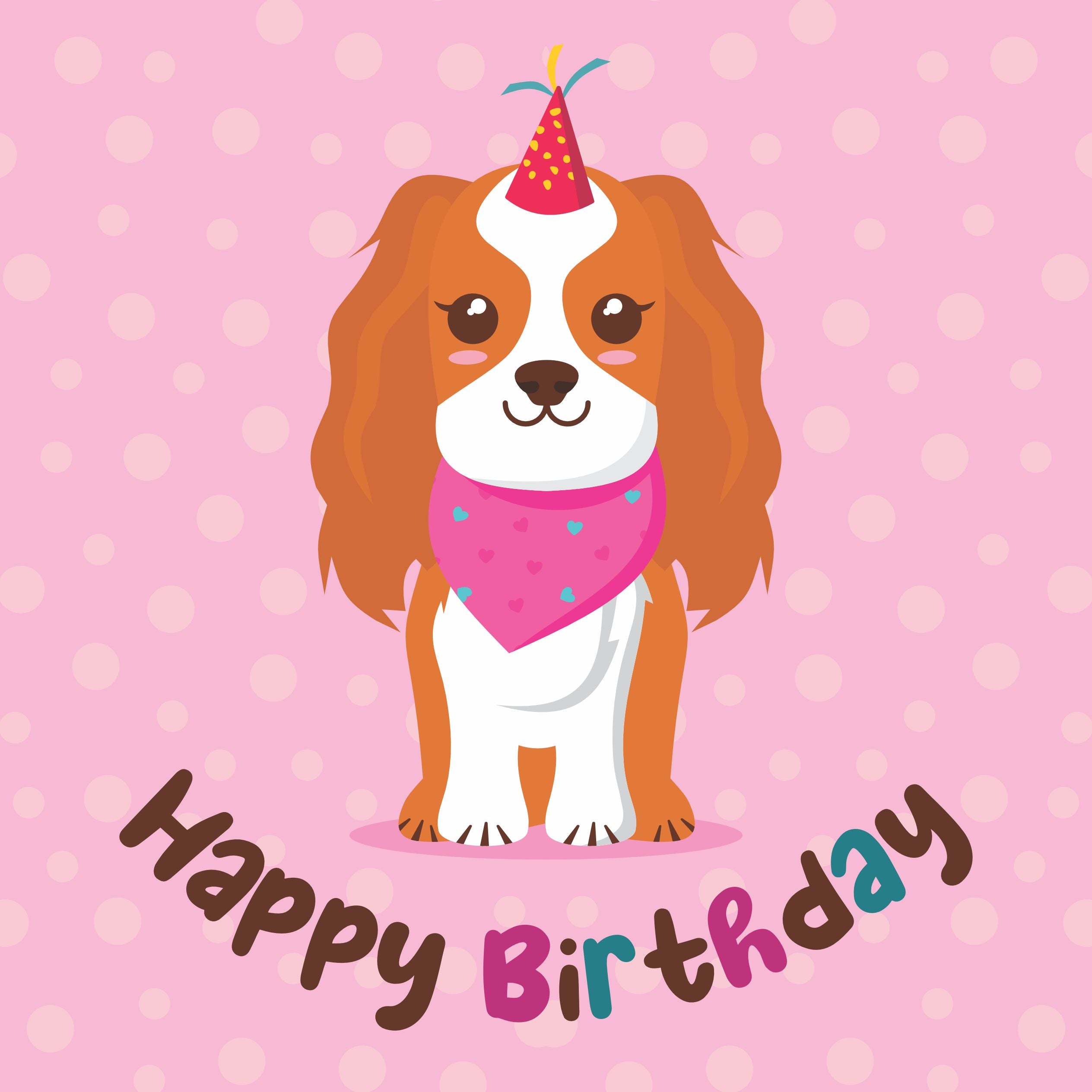 Happy Birthday Cute Cavalier King Charles Card
