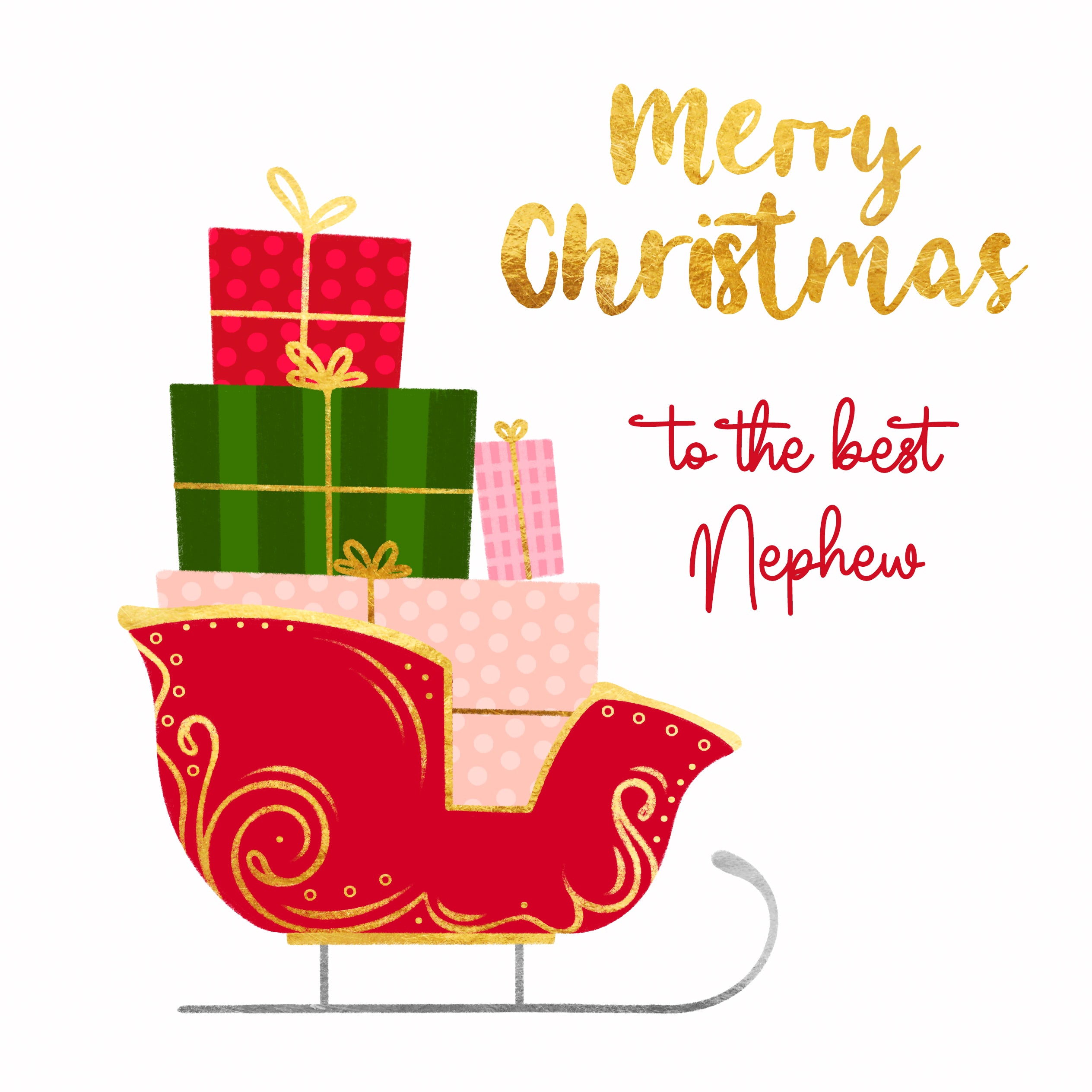 Merry Christmas Nephew Sleigh With Gifts | Boomf