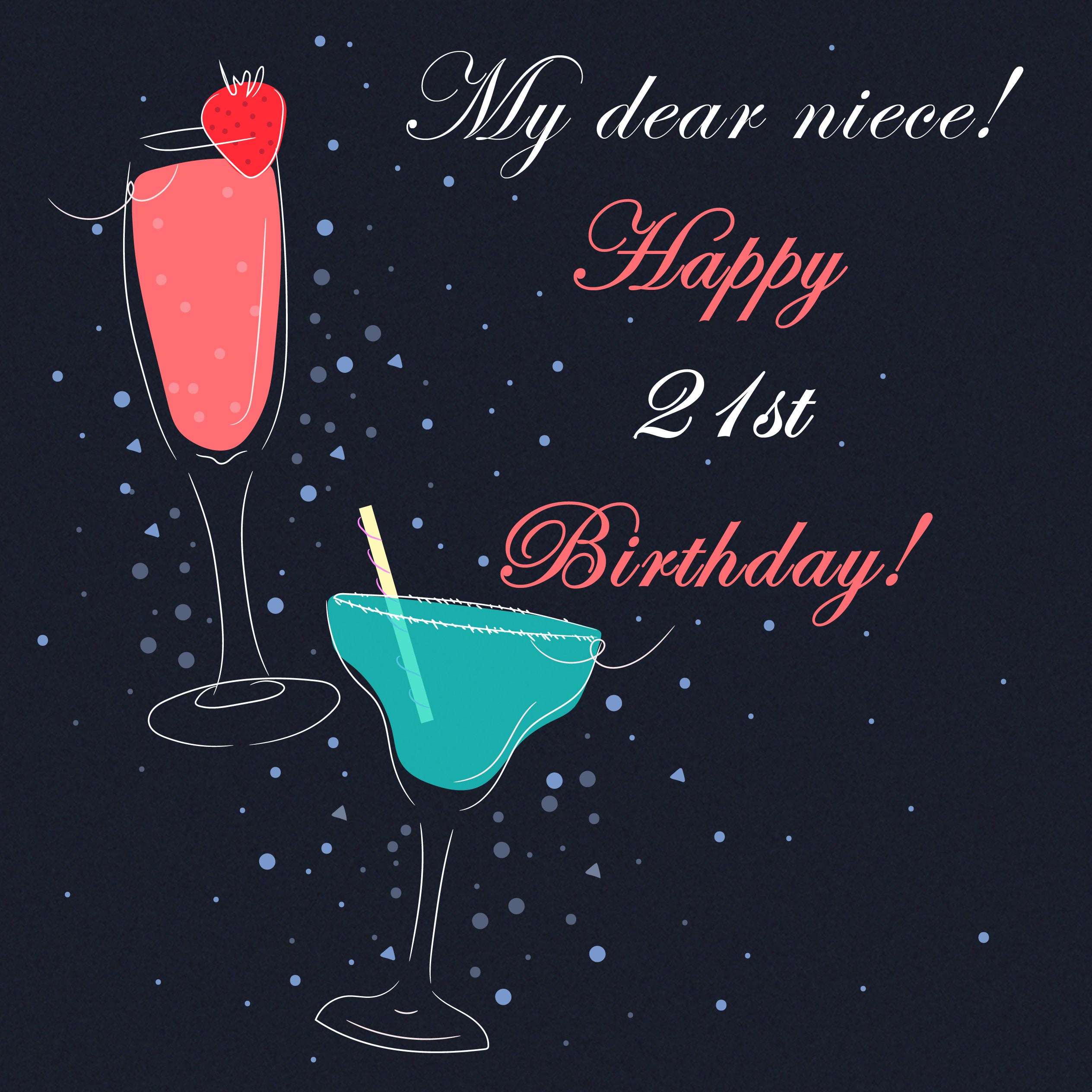 Cocktails Happy 21st Birthday Niece Card
