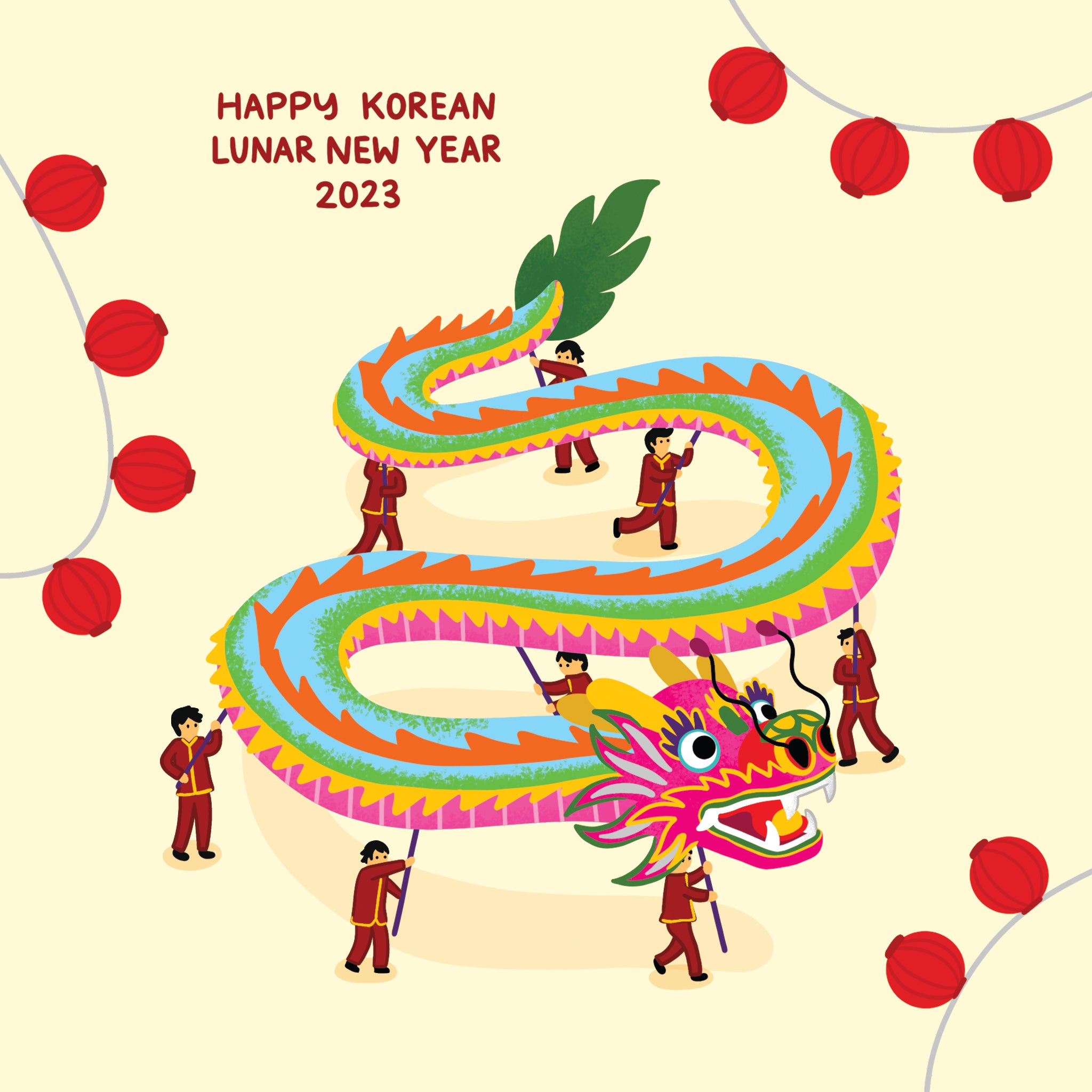 Happy Korean Lunar New Year Huge Dragon Card Boomf