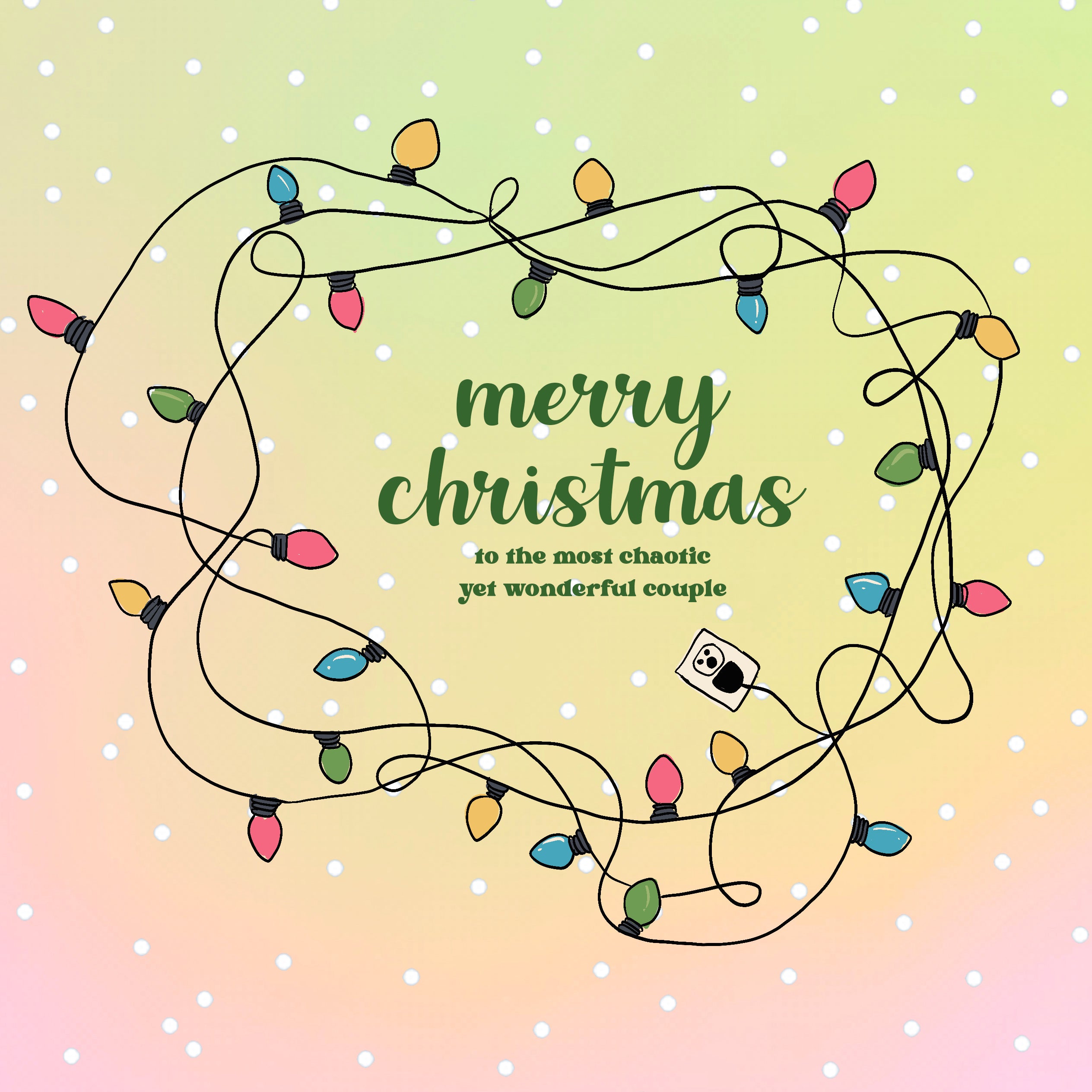 Merry Christmas Wonderful Couple Tangled Christmas Lights Card Boomf