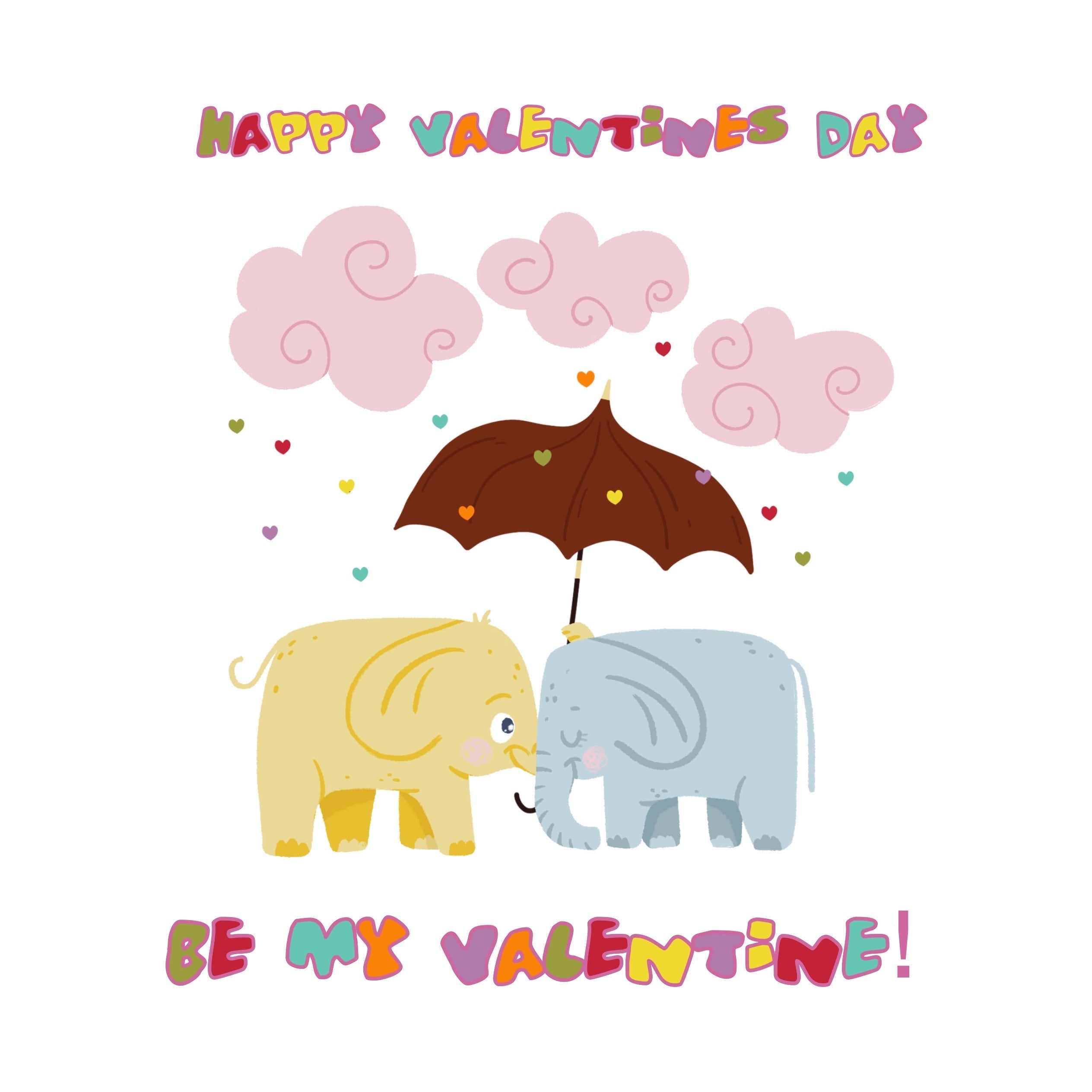Be My Valentine Cute Elephants Valentine's Day Card | Boomf