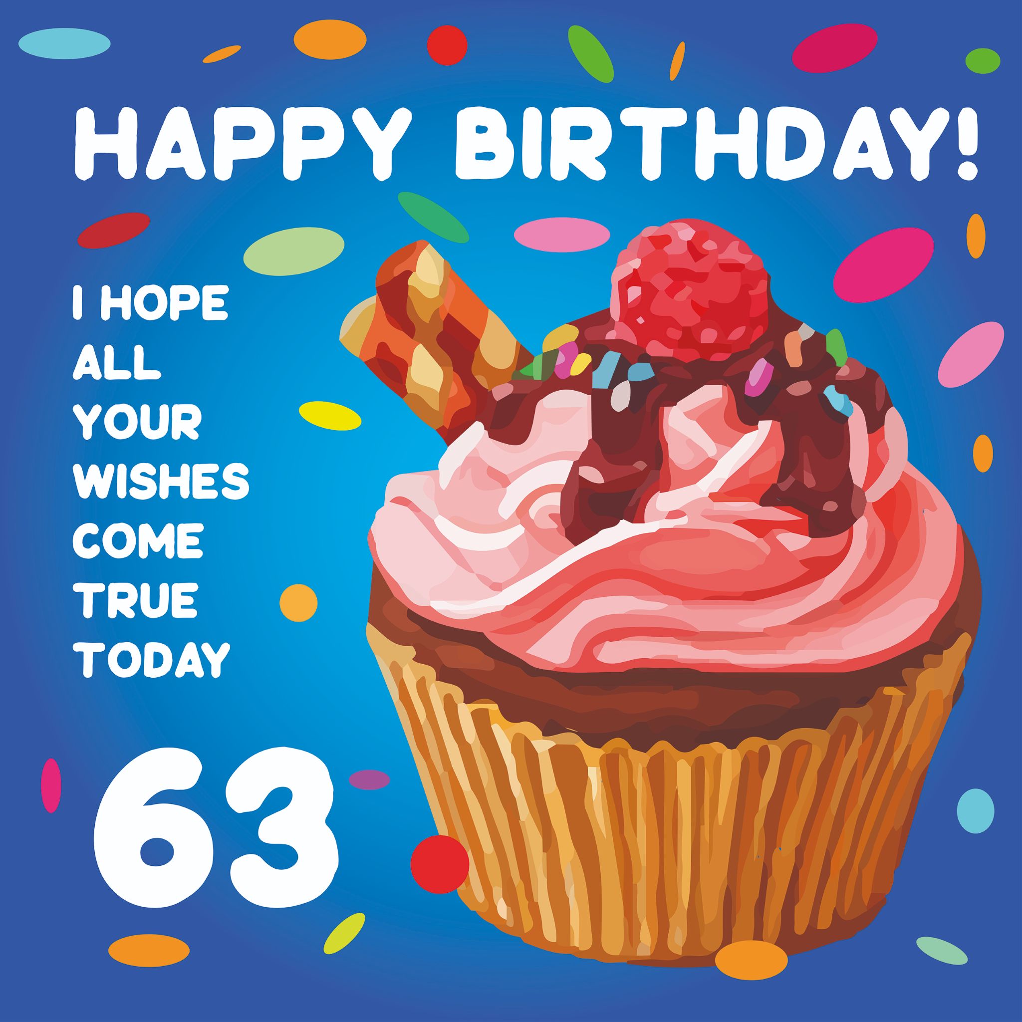 Happy 63rd Birthday Cupcake Card Boomf