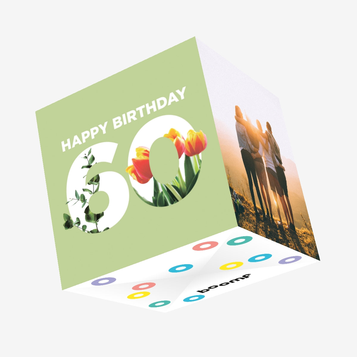 Simple Floral Happy 60th Birthday Confetti Exploding Greetings Card Boomf