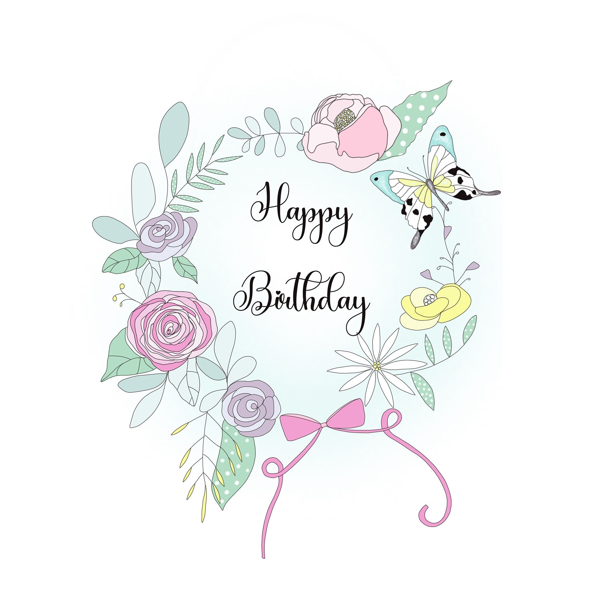 Floral Cottage Wreath- Printable Happy Birthday Card » All Gifts Considered