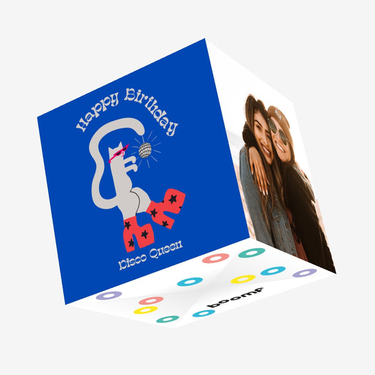 Disco Queen Cat Birthday Confetti-exploding Greetings Card