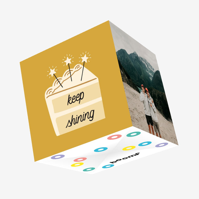 Keep Shining Birthday Cake Yellow Confetti-exploding Greetings Card