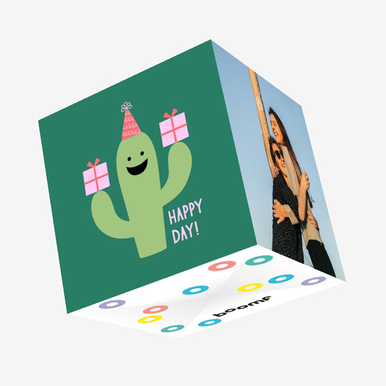 Birthday Cactus Green Confetti-exploding Greetings Card