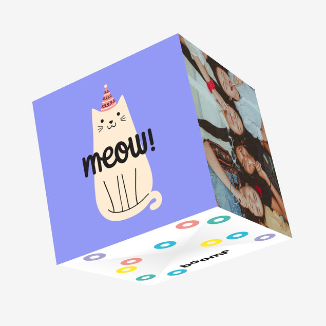 Meow! Cat Birthday Confetti-exploding Greetings Card