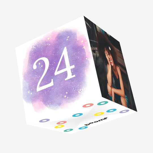 24th Birthday Purple Sky Confetti-exploding Greetings Card