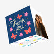 Thank You Butterfly Blue Confetti-exploding Greetings Card