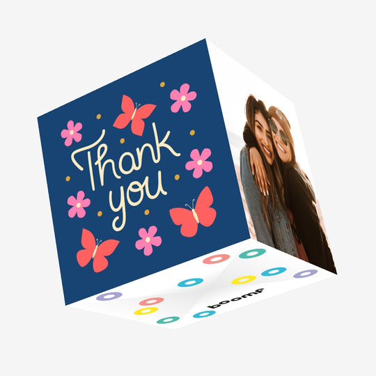 Thank You Butterfly Blue Confetti-exploding Greetings Card