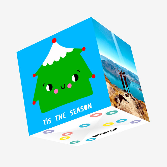 Tis The Season Blue Christmas Tree Confetti-exploding Greetings Card