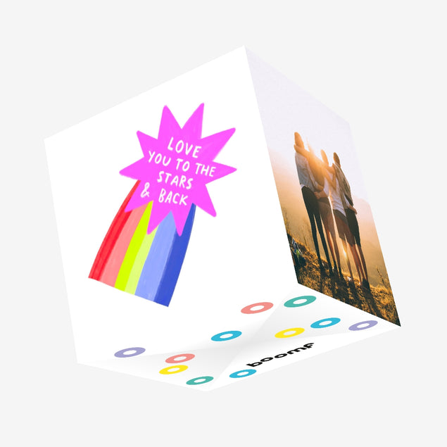 Stars and back Confetti-exploding Greetings Card