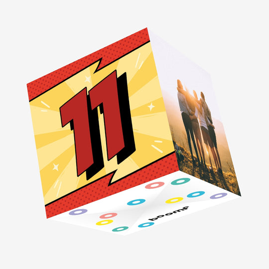 Age 11 Comic Book Number Birthday Confetti-exploding Greetings Card