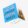 Greggs Delicious Festive Bake pasty Christmas Christmas Food For him for her for them for christmas for friends for all Confetti-exploding Greetings Card