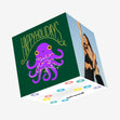 Happy Holidays Octopus Christmas Green Confetti-exploding Greetings Card