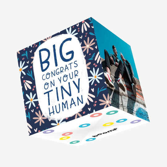 Big Congrats On Your Tiny Human - New Baby Confetti-exploding Greetings Card