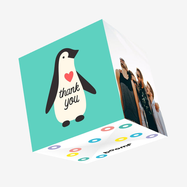 Penguin Thank You Confetti-exploding Greetings Card