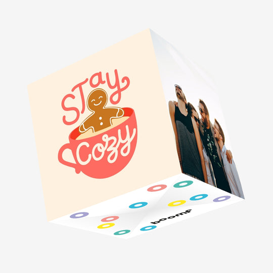 Stay Cosy Gingerbread Red Confetti-exploding Greetings Card