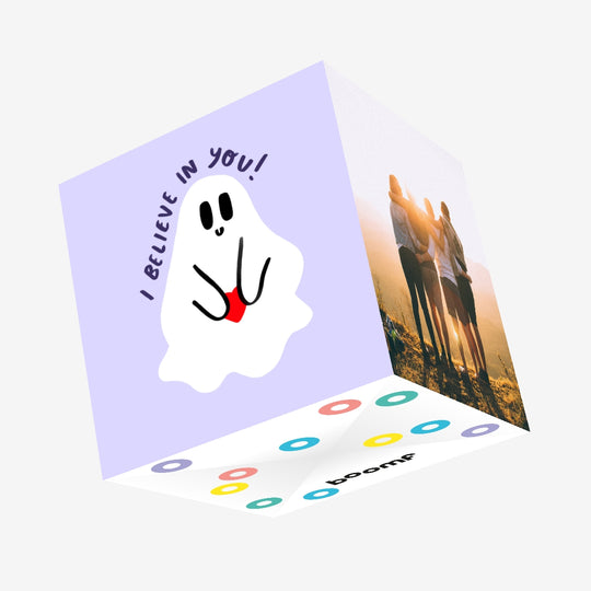 I Believe In You! Ghost Good Luck Confetti-exploding Greetings Card