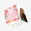Sweet Sixteen Pink Floral Design Birthday Confetti-exploding Greetings Card