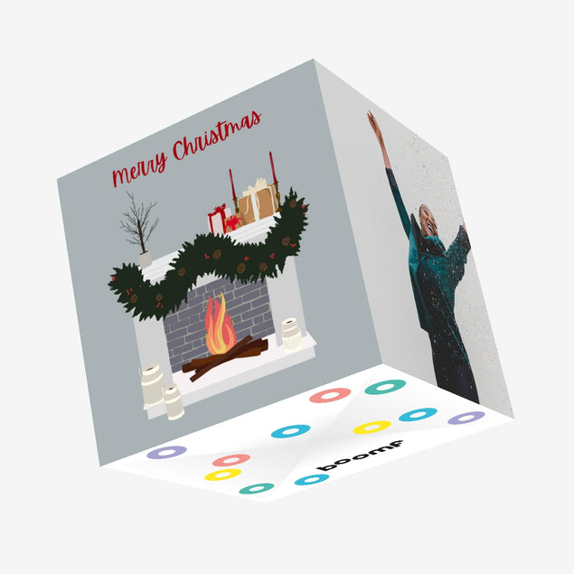 Festive Fireplace Christmas Confetti-exploding Greetings Card