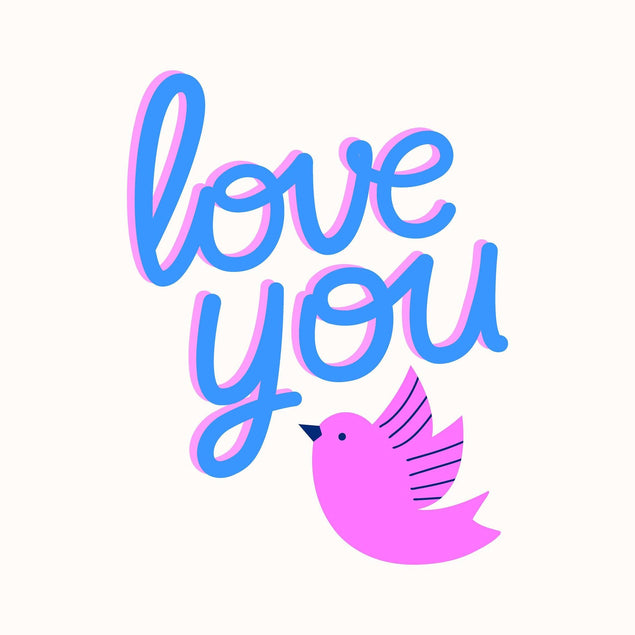 Love You Bird Valentine's Blue Confetti-exploding Greetings Card