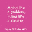 Aging Like A Goddess... Funny Birthday For Wife Confetti-exploding Greetings Card