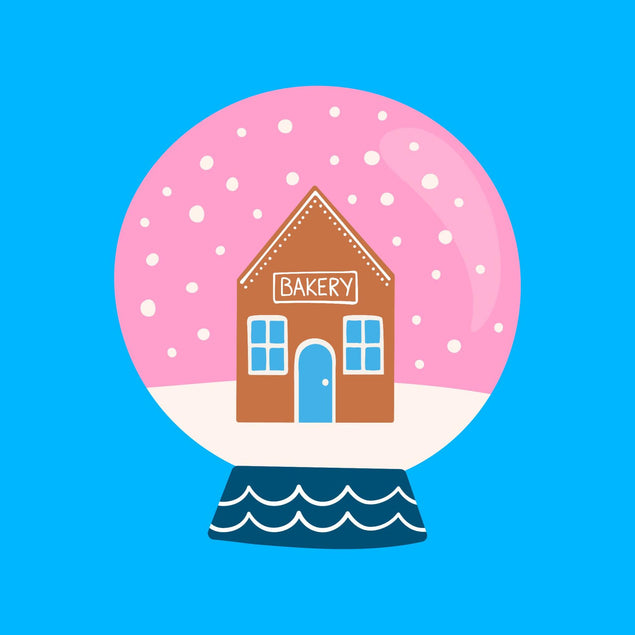 Bakery Snow Globe Blue Christmas Confetti-exploding Greetings Card