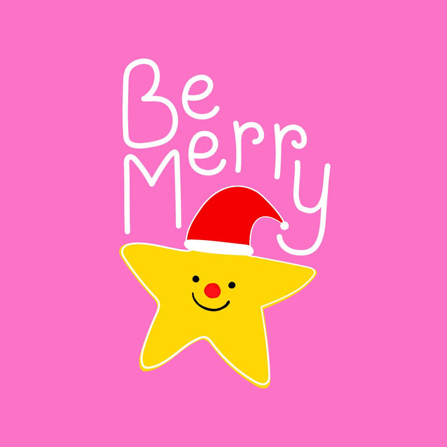 Be Merry Christmas Star Pink Confetti-exploding Greetings Card