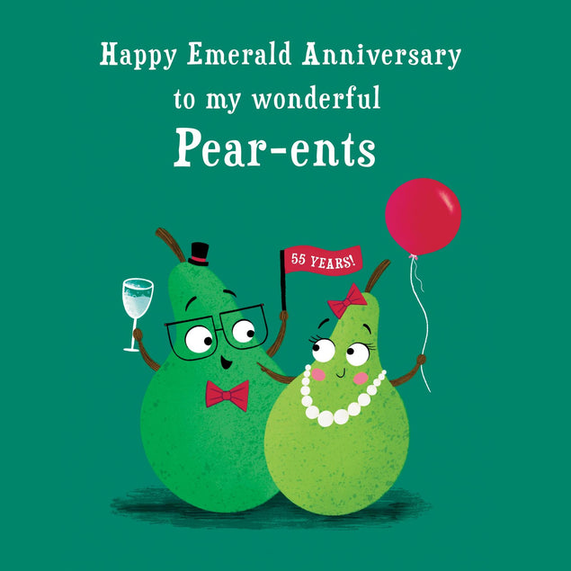 Pear-ents Funny Pears Emerald Anniversary Confetti-exploding Greetings Card