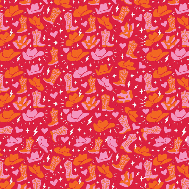 Red Illustrated Cowboy Confetti-exploding Greetings Card