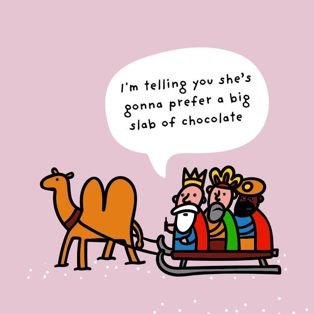 Funny Cartoon Illustration Three Wise Men Three Kings Nativity Play themed Christmas for him for her for them for friends for humour Confetti-exploding Greetings Card