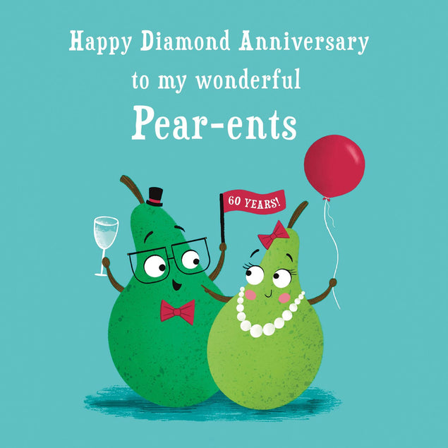 Pear-ents Funny Pears Diamond Anniversary Confetti-exploding Greetings Card