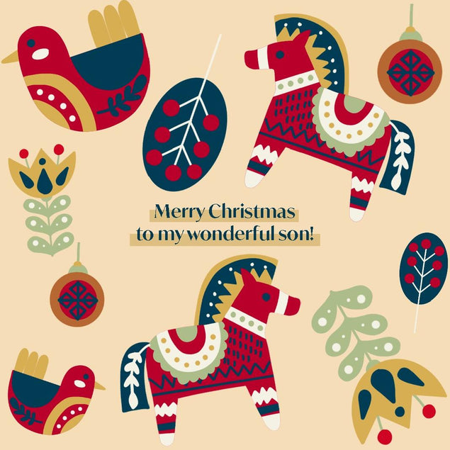 Merry Christmas To My Wonderful Son Confetti-exploding Greetings Card