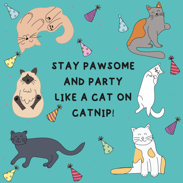 Stay Pawsome And Party Like A Cat Birthday Confetti-exploding Greetings Card