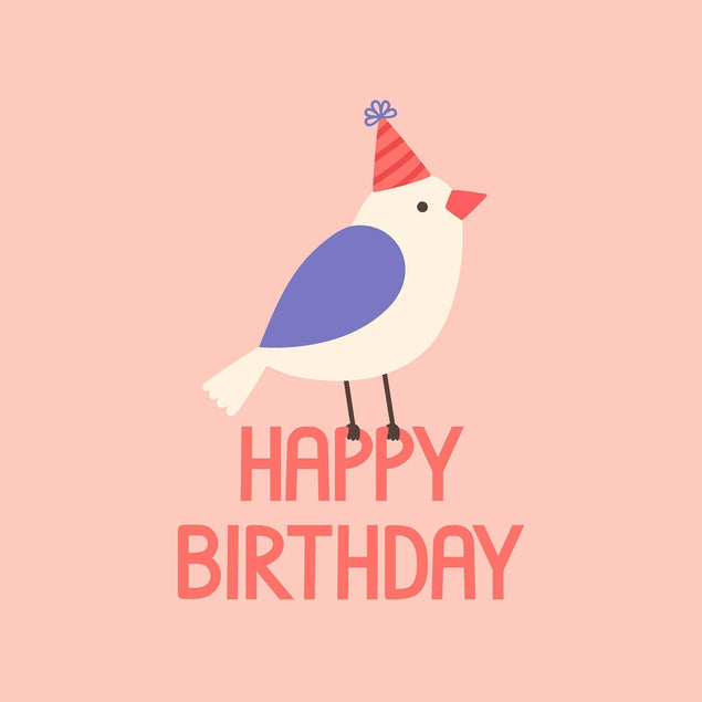 Happy Birthday Party Bird Peach Confetti-exploding Greetings Card