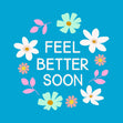 Feel Better Soon Flower Garland Blue Confetti-exploding Greetings Card