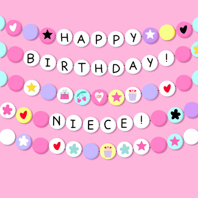 Happy Birthday Niece Cute Pink Confetti-exploding Greetings Card