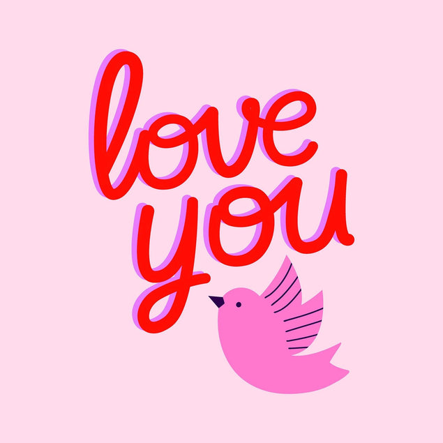 Love You Pink Bird Confetti-exploding Greetings Card