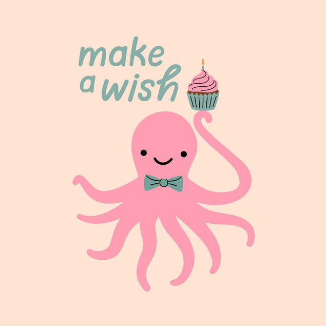 Make A Wish Pink Octopus Birthday Confetti-exploding Greetings Card